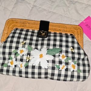 Betsey Johnson Daisy & Confused Black&White Gingham Clutch